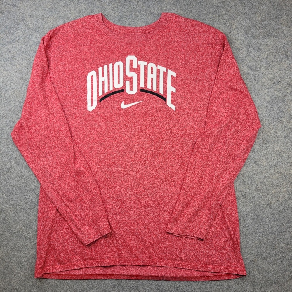 Ohio State Buckeyes Shirt Mens 2XL Red NCAA Football Nike‎ Long Sleeve Tee